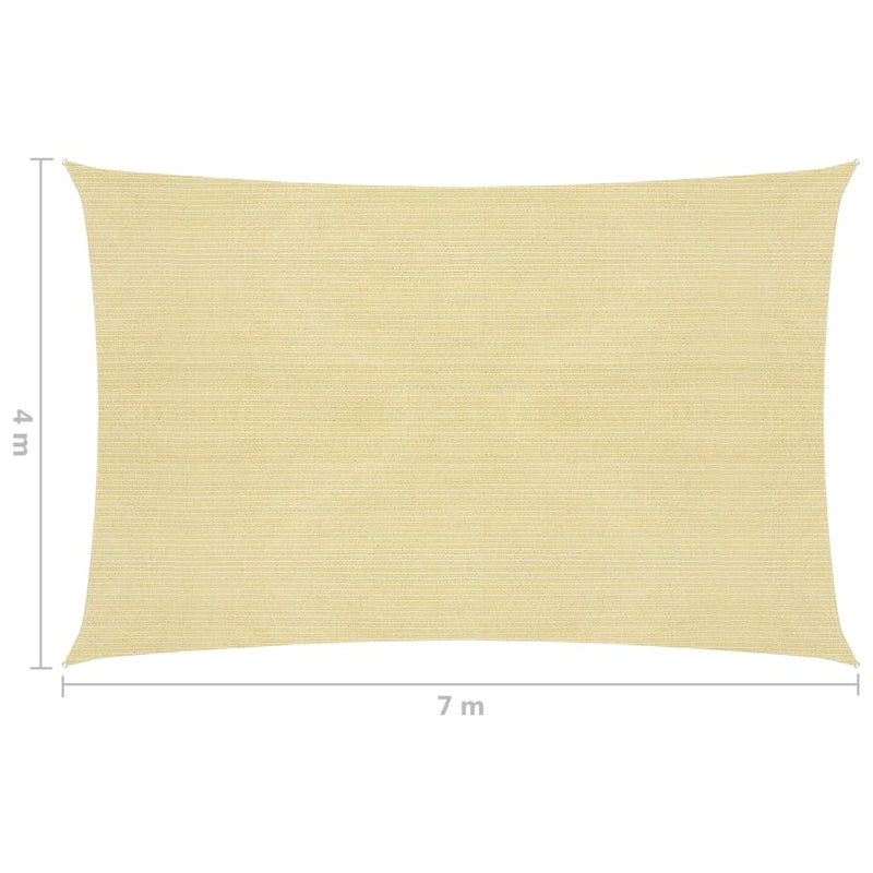 Sunshade Sail 160 g/m² Beige 4x7 m HDPE