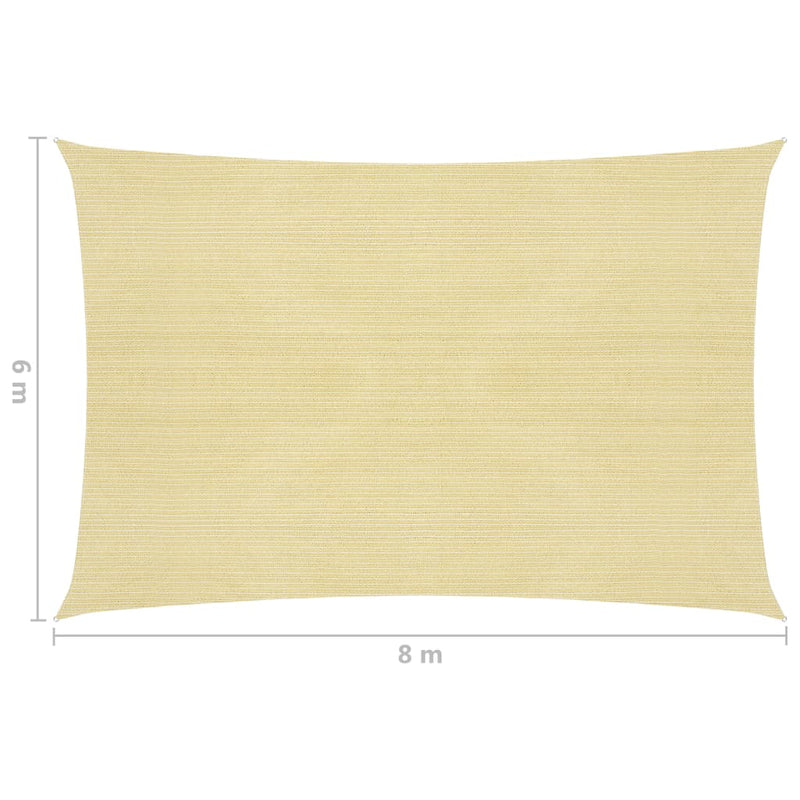 Sunshade Sail 160 g/m² Beige 6x8 m HDPE