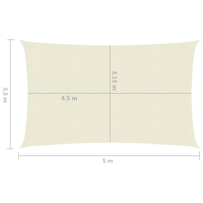 Sunshade Sail 160 g/m² Cream 3.5x5 m HDPE