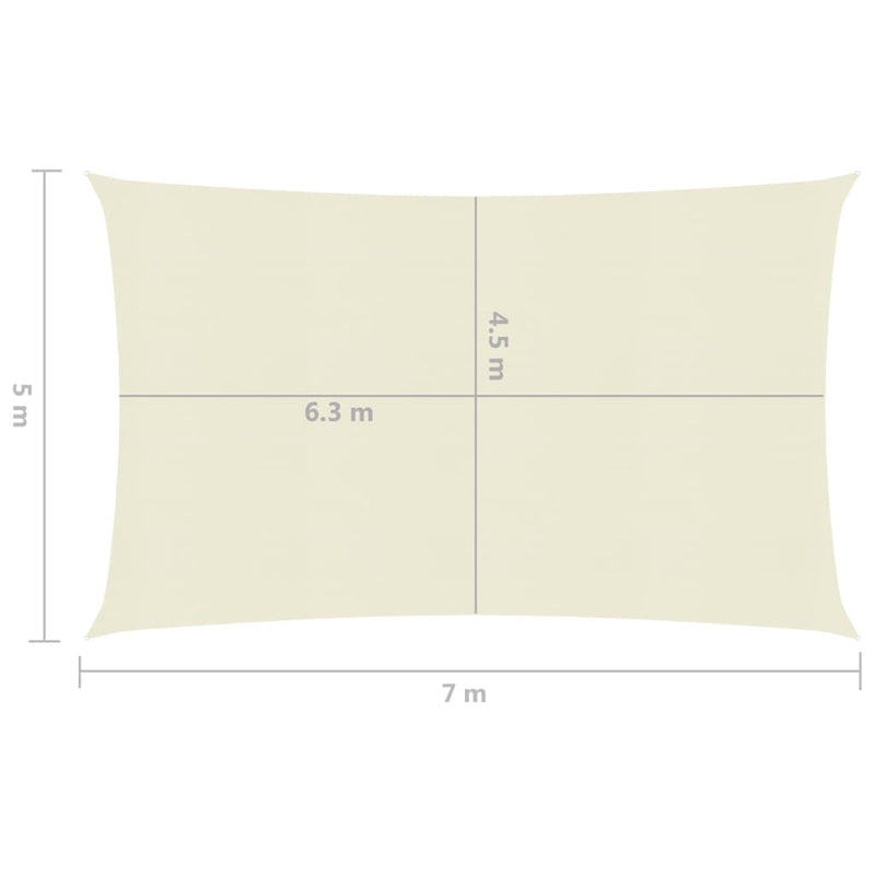 Sunshade Sail 160 g/m² Cream 5x7 m HDPE