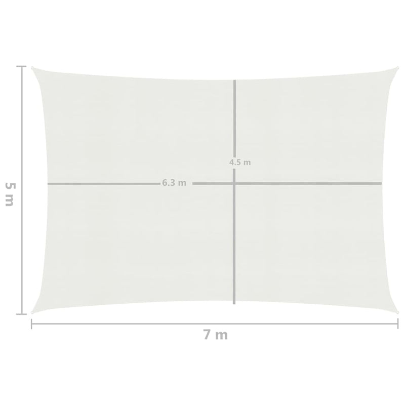 Sunshade Sail 160 g/m² White 5x7 m HDPE