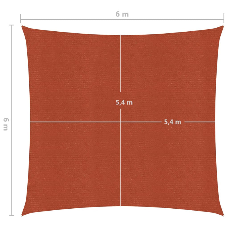 Sunshade Sail 160 g/m² Terracotta 6x6 m HDPE