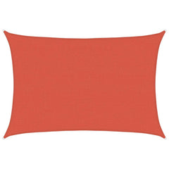 Terracotta rectangular sunshade sail laid flat, showing its texture