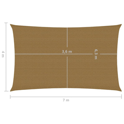 Sunshade Sail 160 g/m² Taupe 4x7 m HDPE