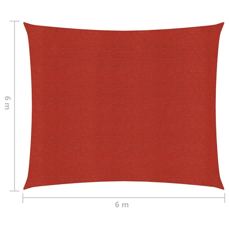 Sunshade Sail 160 g/m² Red 6x6 m HDPE