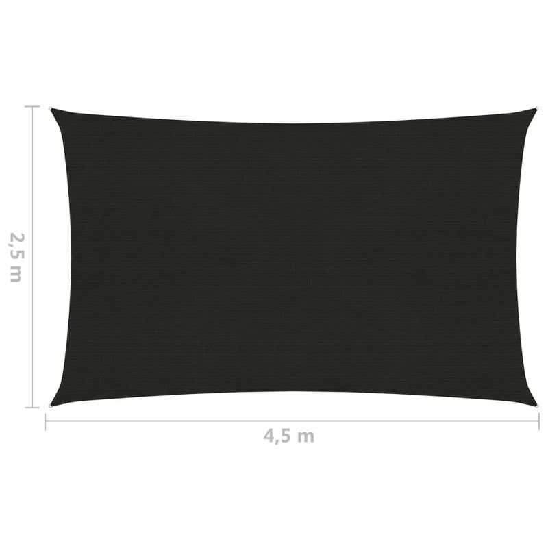 Sunshade Sail 160 g/m² Black 2.5x4.5 m HDPE