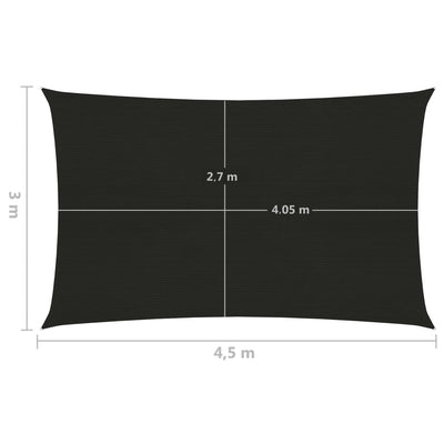 Sunshade Sail 160 g/m² Black 3x4.5 m HDPE