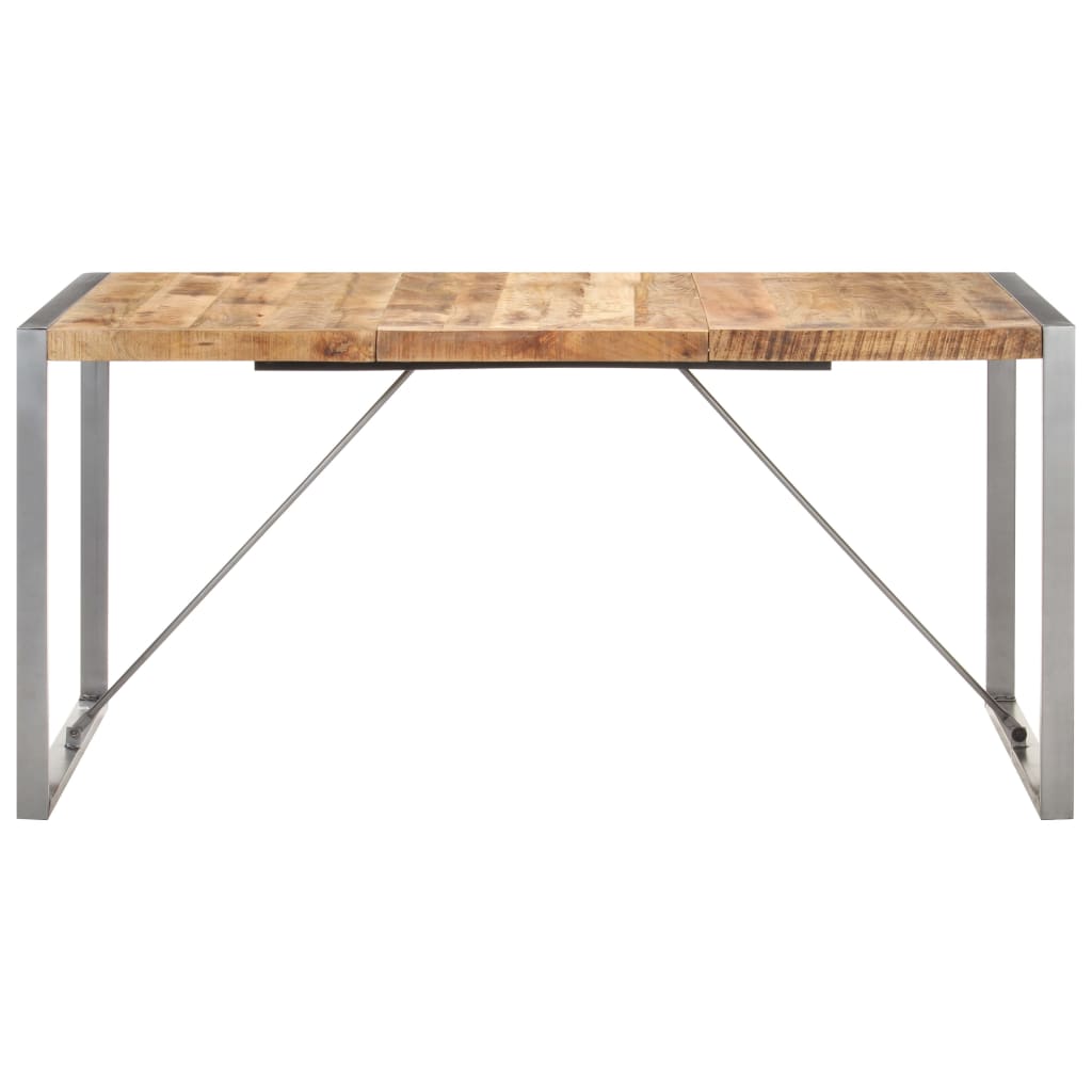 vidaXL Dining Table 160x80x75 cm Solid Rough Mango Wood 2