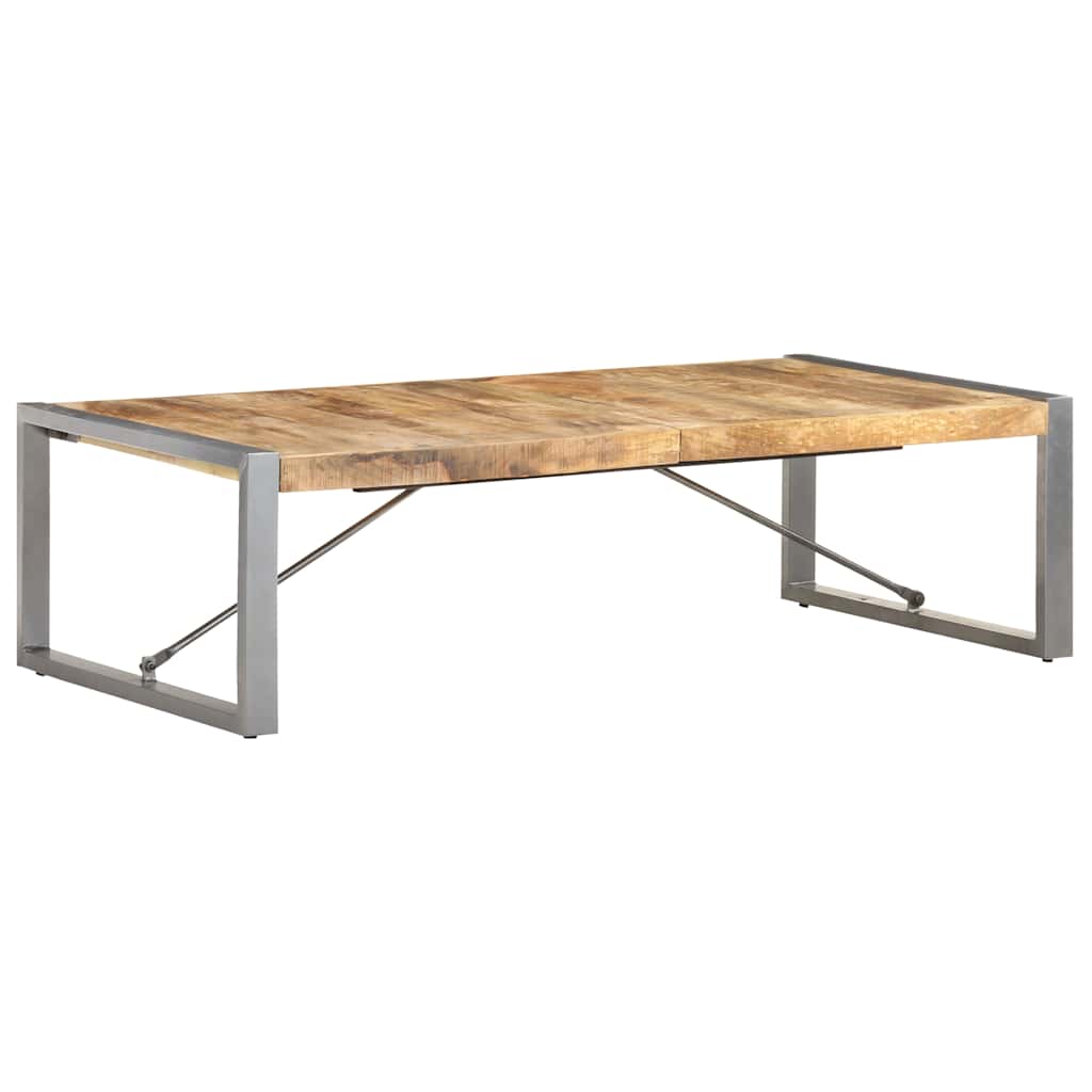 Coffee Table Rough Mango Wood Grey 140 cm 70 cm