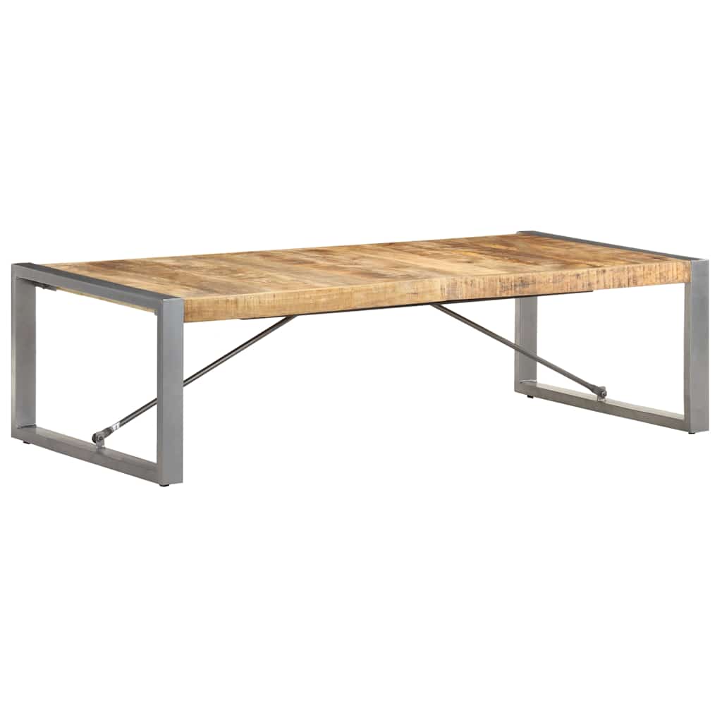Coffee Table Rough Mango Wood Grey 140 cm 70 cm