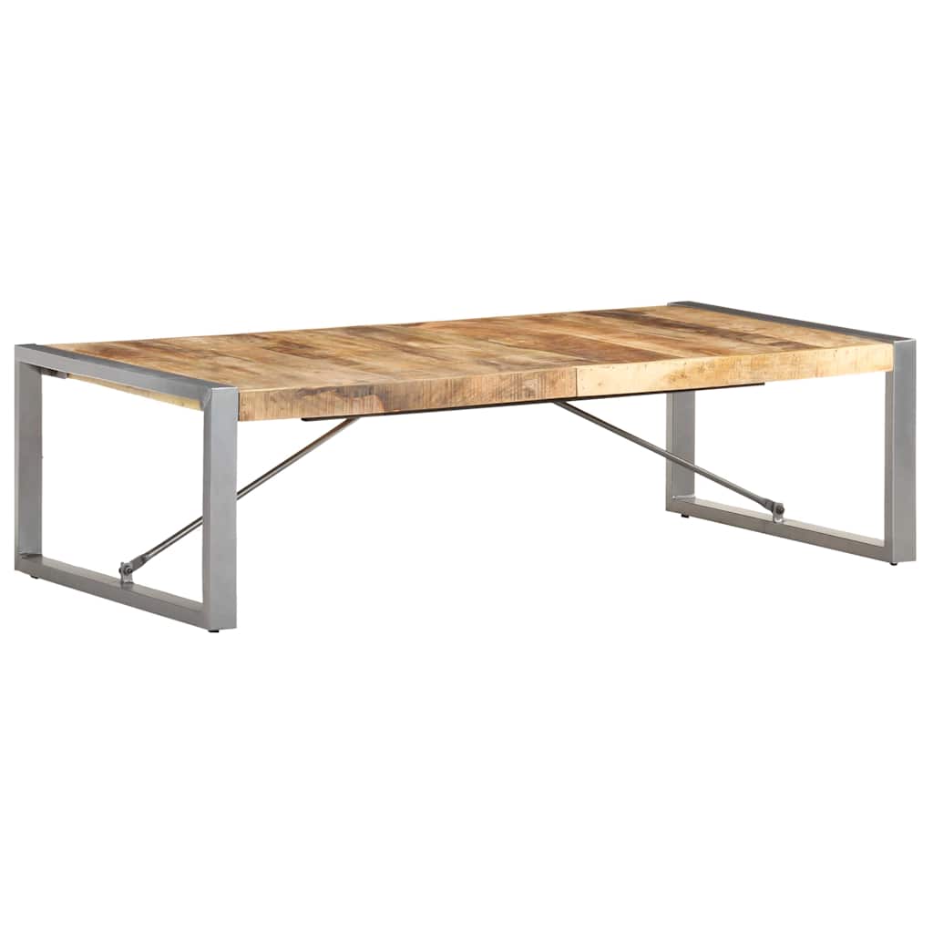 Coffee Table Rough Mango Wood Grey 140 cm 70 cm