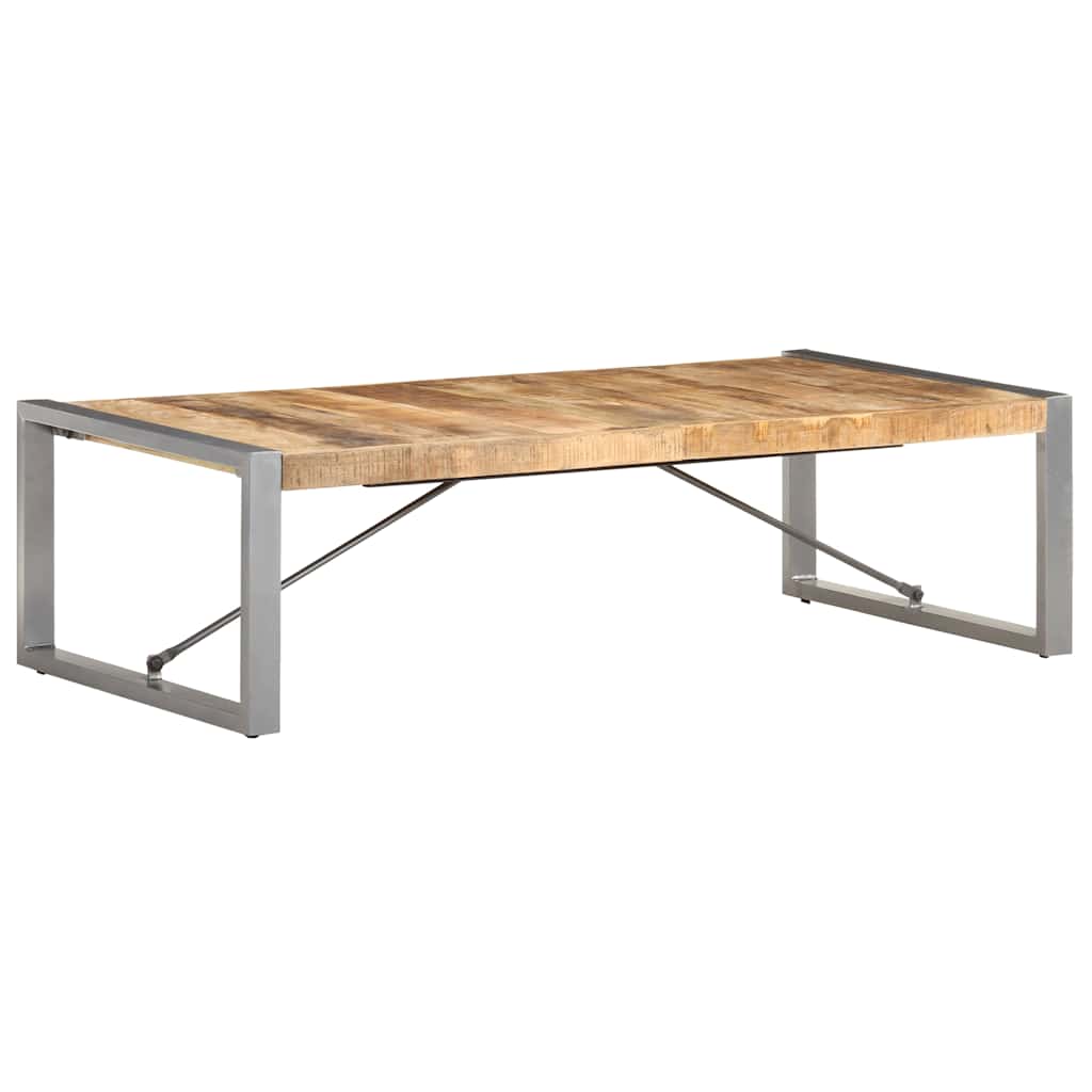 Coffee Table Rough Mango Wood Grey 140 cm 70 cm