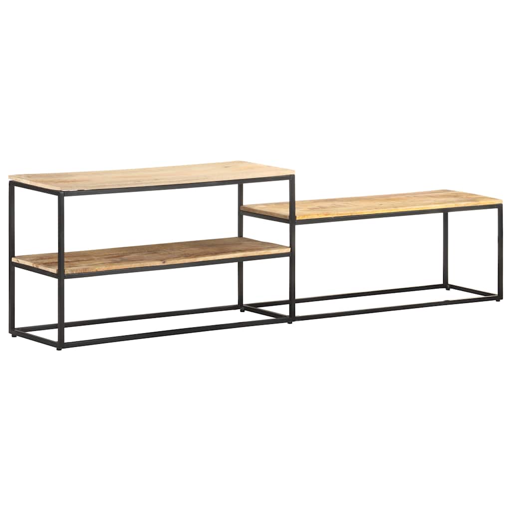 vidaXL TV Cabinet | Mango wood colour | Rough Mango Wood and Powder-Coated Steel 4