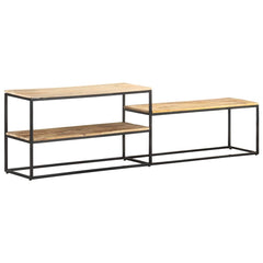 vidaXL TV Cabinet | Mango wood colour | Rough Mango Wood and Powder-Coated Steel 4