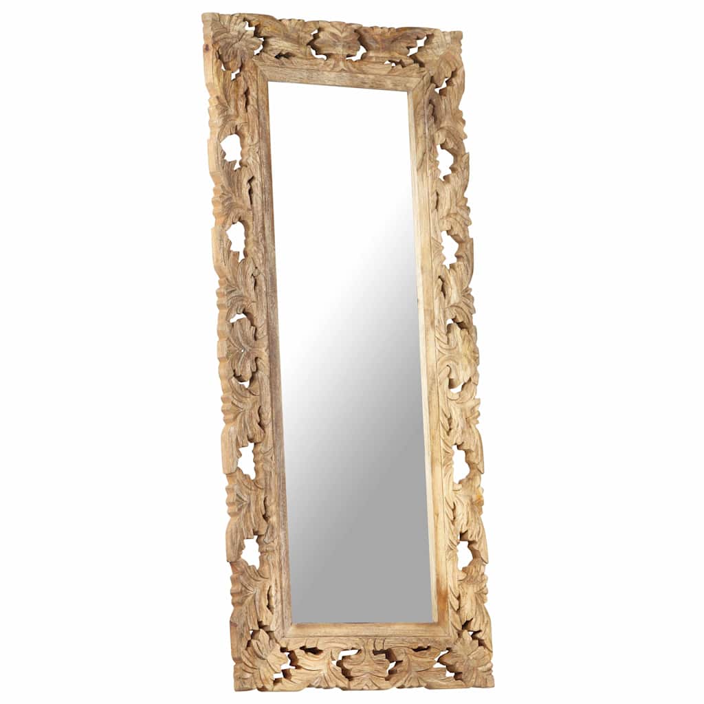 Hand Carved Mirror 80x50 cm Solid Mango Wood Brown 50 x 110 cm