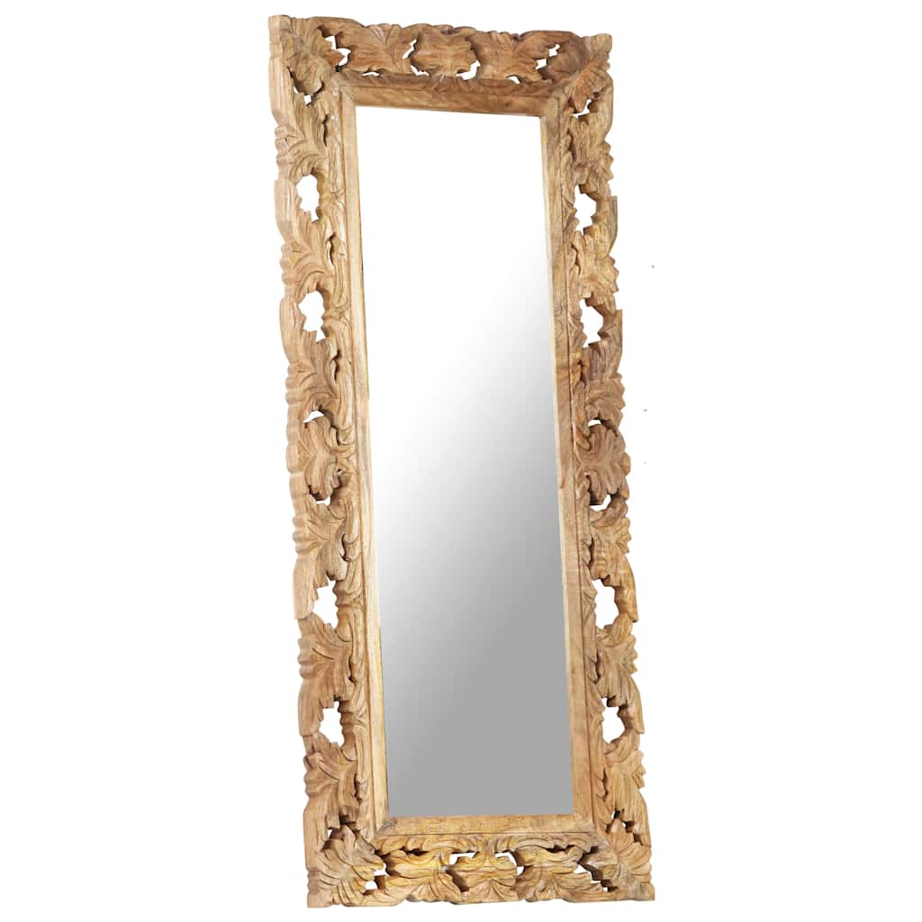 Hand Carved Mirror 80x50 cm Solid Mango Wood Brown 50 x 110 cm