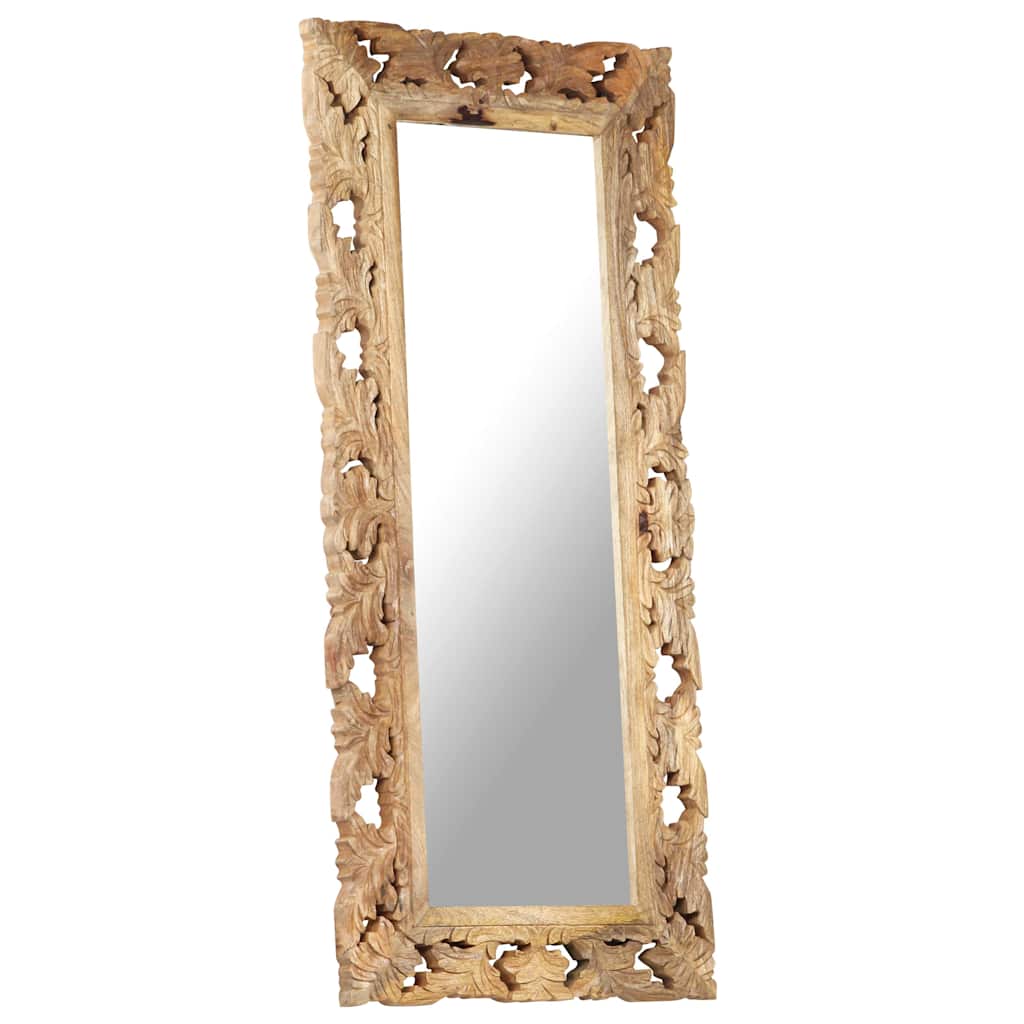 Hand Carved Mirror 80x50 cm Solid Mango Wood Brown 50 x 110 cm