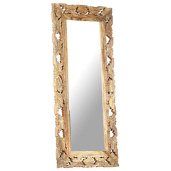 Hand Carved Mirror 80x50 cm Solid Mango Wood Brown 50 x 110 cm