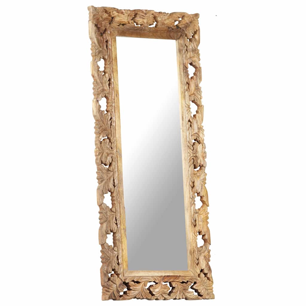 Hand Carved Mirror 80x50 cm Solid Mango Wood Brown 50 x 110 cm