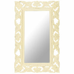 Hand Carved Mirror 80x50 cm Solid Mango Wood White 50 x 80 cm