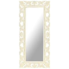 Hand Carved Mirror 80x50 cm Solid Mango Wood White 50 x 110 cm