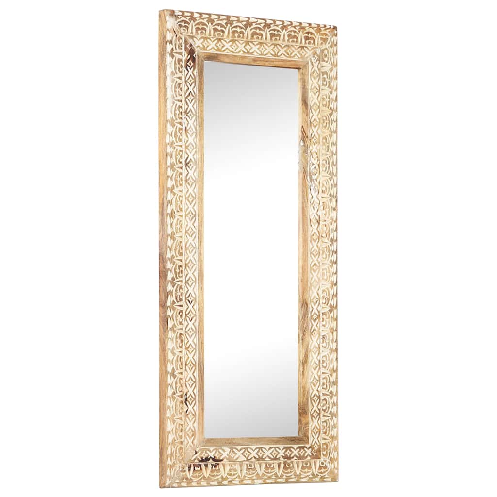 Hand-Carved Mirror 50x50x2,6 cm Solid Mango Wood 110 x 50 x 2.6 cm