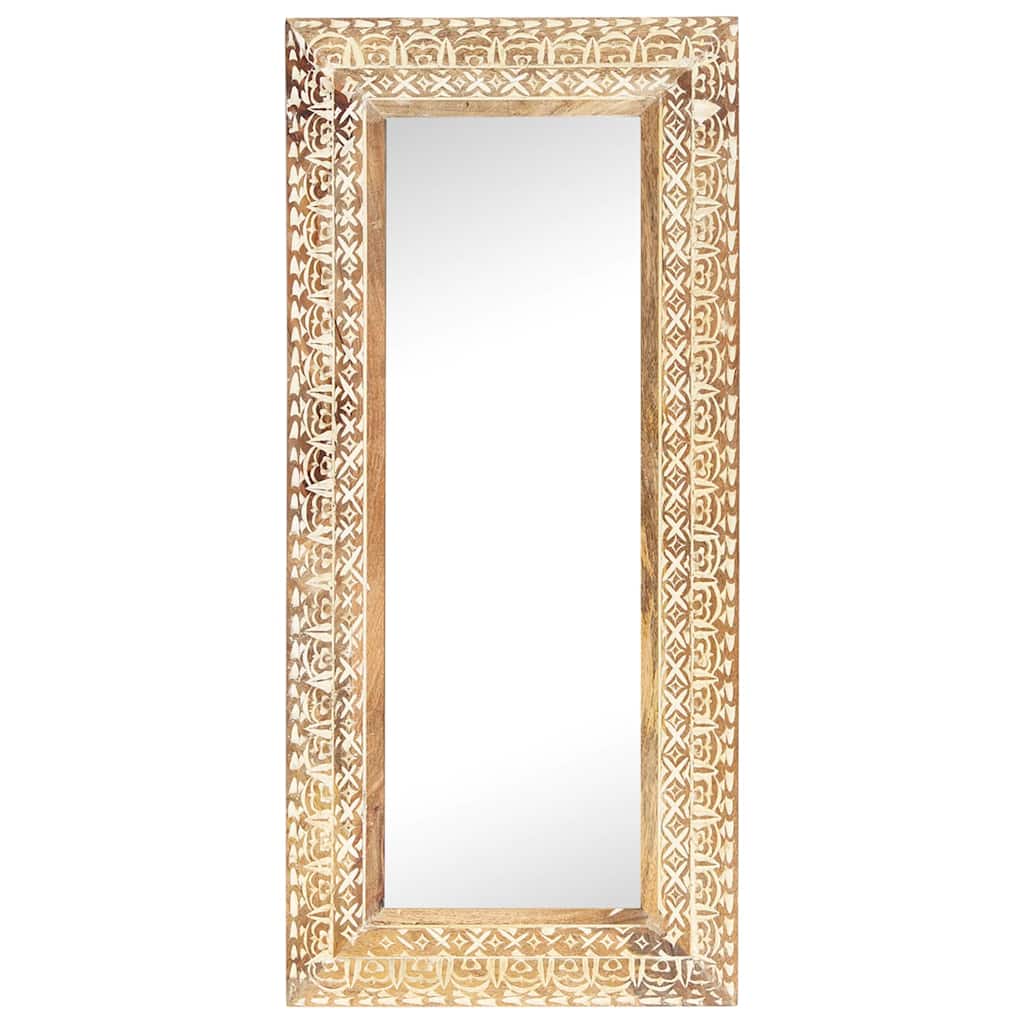 Hand-Carved Mirror 50x50x2,6 cm Solid Mango Wood 110 x 50 x 2.6 cm