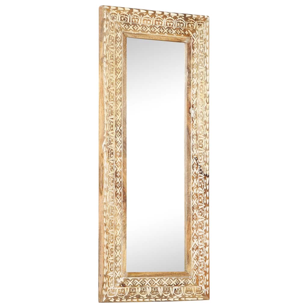 Hand-Carved Mirror 50x50x2,6 cm Solid Mango Wood 110 x 50 x 2.6 cm