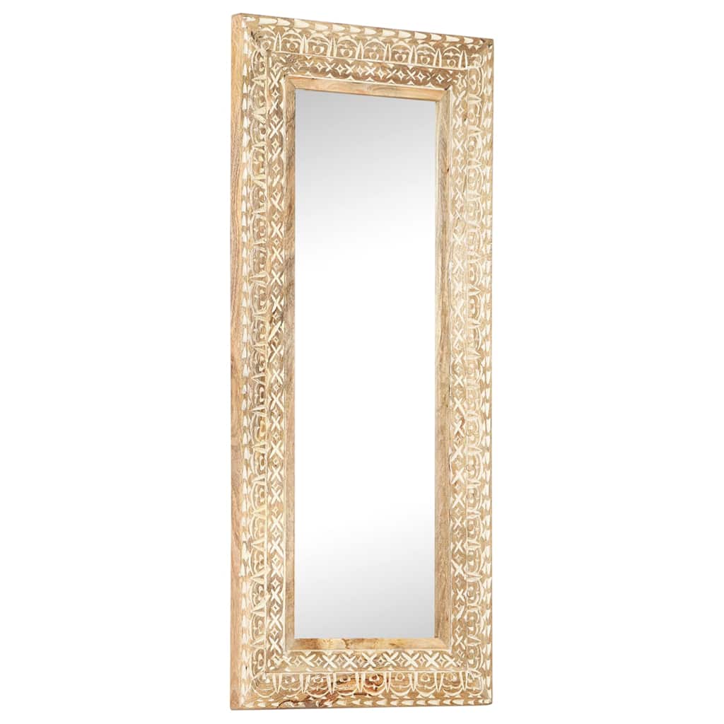 Hand-Carved Mirror 50x50x2,6 cm Solid Mango Wood 110 x 50 x 2.6 cm