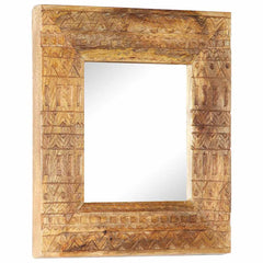 Hand-Carved Mirror 50x50x2,5 cm Solid Mango Wood 50 x 50 x 2.5 cm