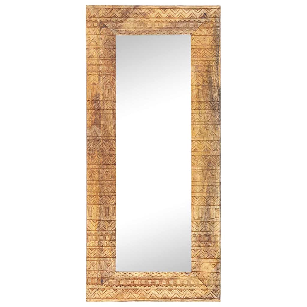 Hand-Carved Mirror 50x50x2,5 cm Solid Mango Wood 110 x 50 x 2.5 cm