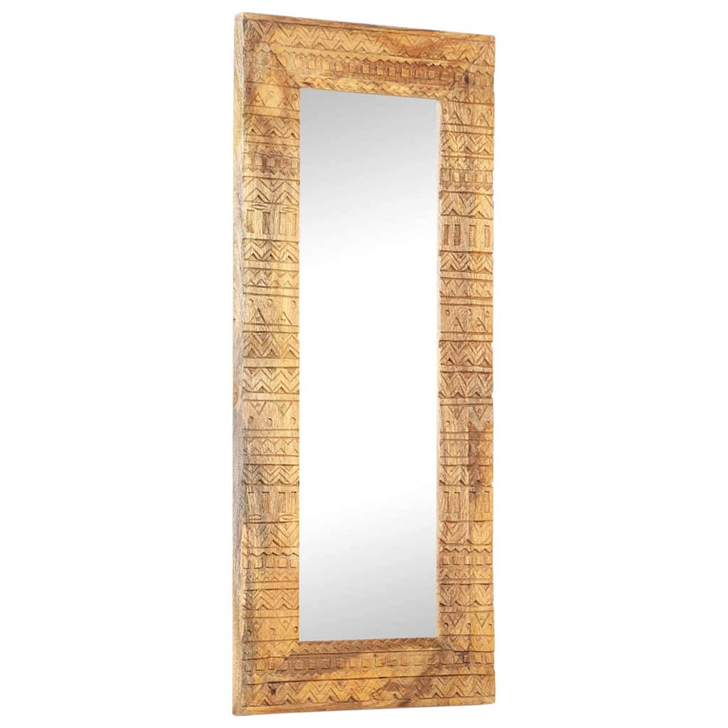 Hand-Carved Mirror 50x50x2,5 cm Solid Mango Wood 110 x 50 x 2.5 cm