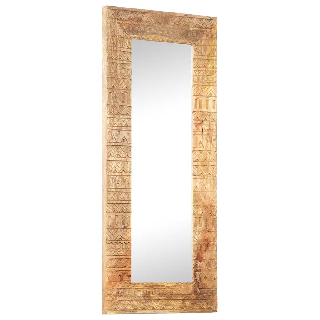 Hand-Carved Mirror 50x50x2,5 cm Solid Mango Wood 110 x 50 x 2.5 cm