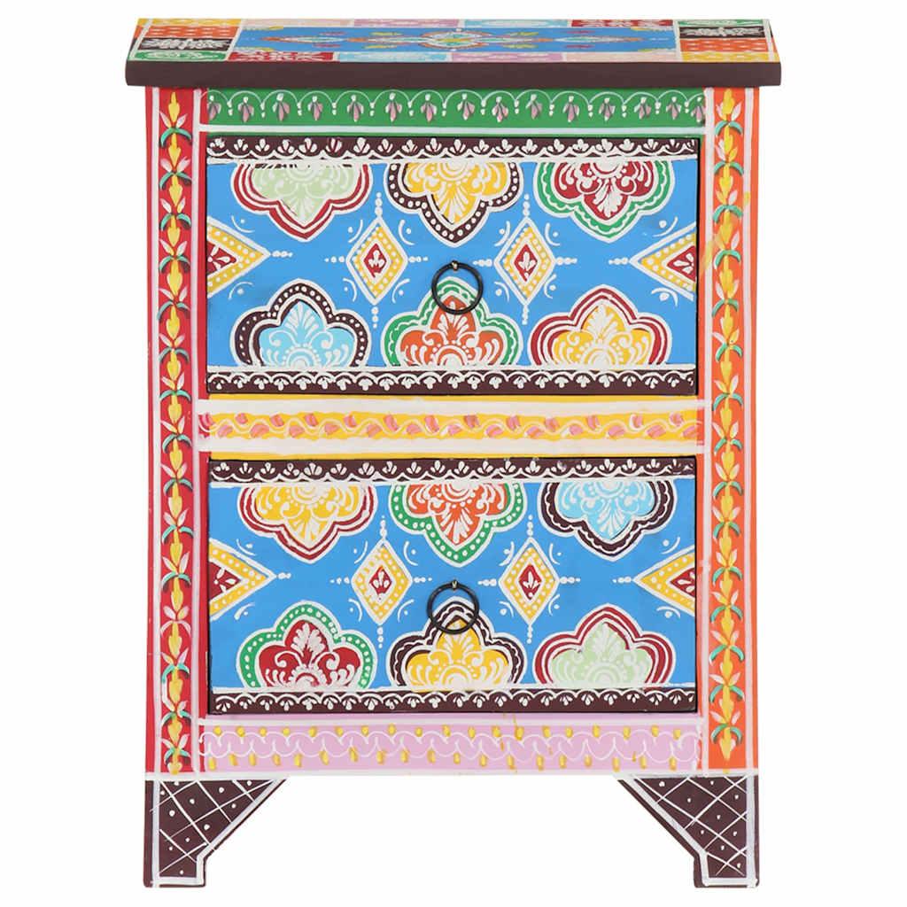 321666 vidaXL Hand Painted Bedside Cabinet 40x30x50 cm Solid Mango Wood 4