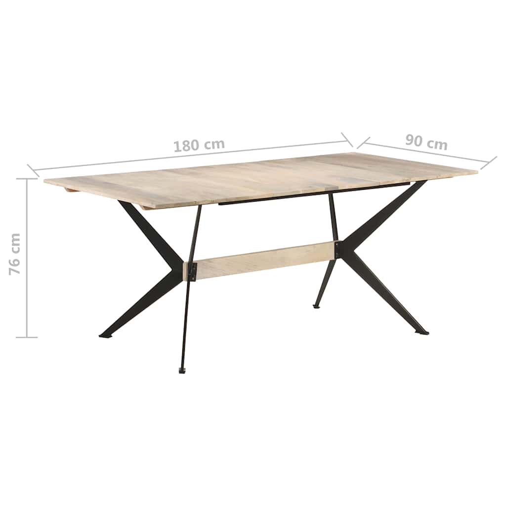 vidaXL Dining Table 180x90x76 cm Solid Mango Wood 6