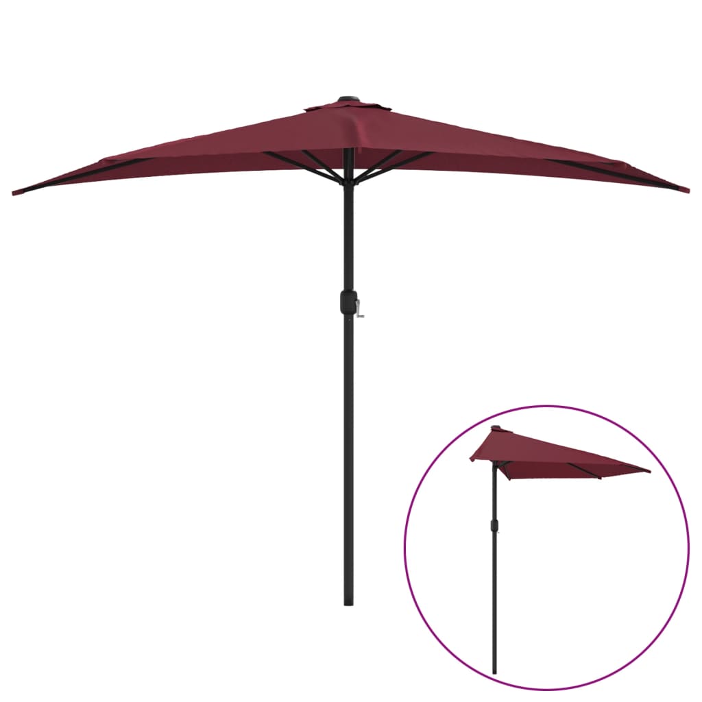 vidaXL Balcony Parasol with Aluminium Pole Bordeaux Red 300x155x223 cm Half 2