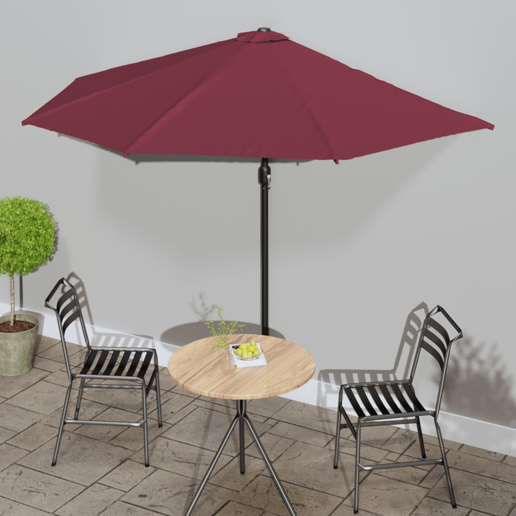 vidaXL Balcony Parasol with Aluminium Pole Bordeaux Red 300x155x223 cm Half 1