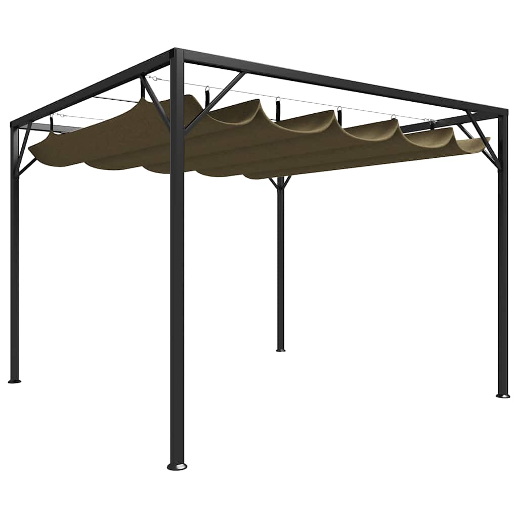 Garden Gazebo with Retractable Roof Canopy Taupe