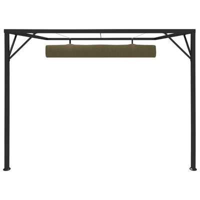 Garden Wall Gazebo with Retractable Roof 3x3 m Taupe 180 g/m²