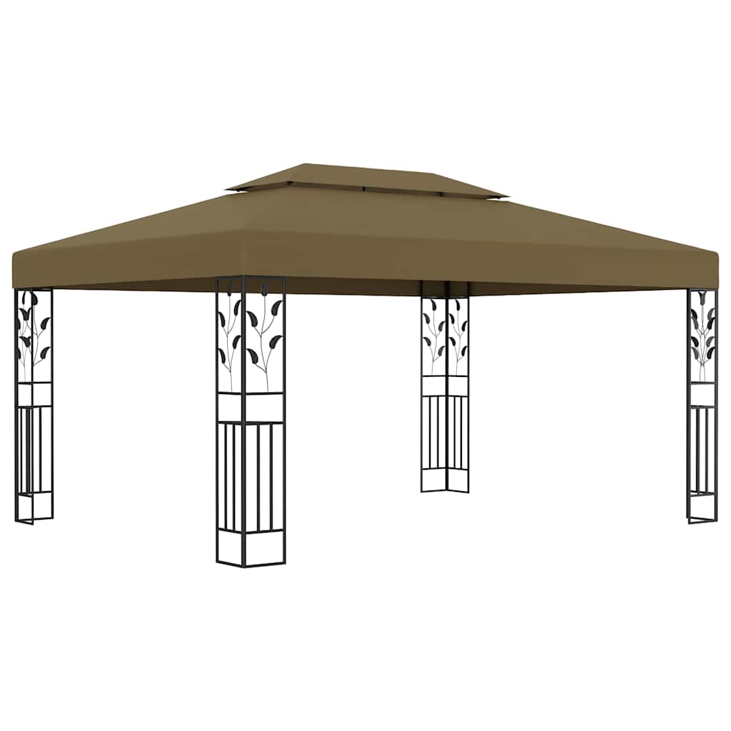 Gazebo with Double Roof 3x4m Taupe