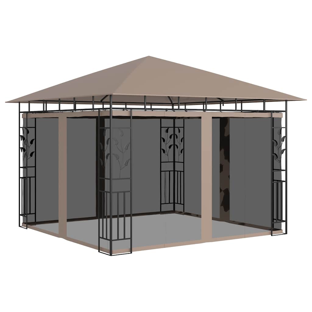 Gazebo with Mosquito Net 180 g/m² Taupe 3 m
