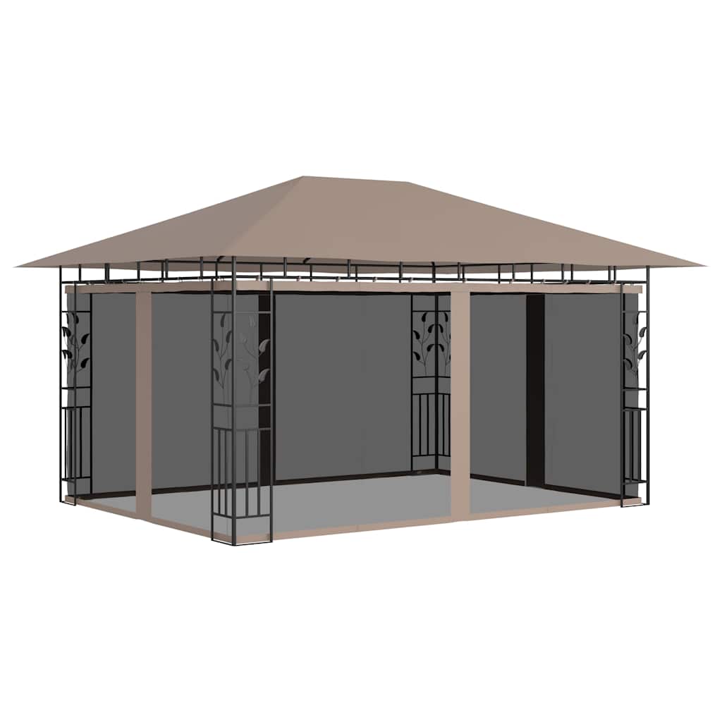 Gazebo with Mosquito Net 180 g/m² Taupe 4 m