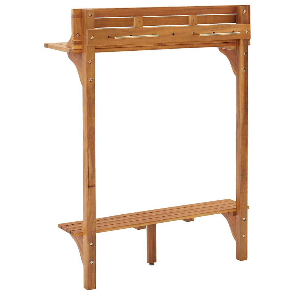vidaXL Bar Table | Natural wood | Solid acacia wood | Medium | Footrest 5