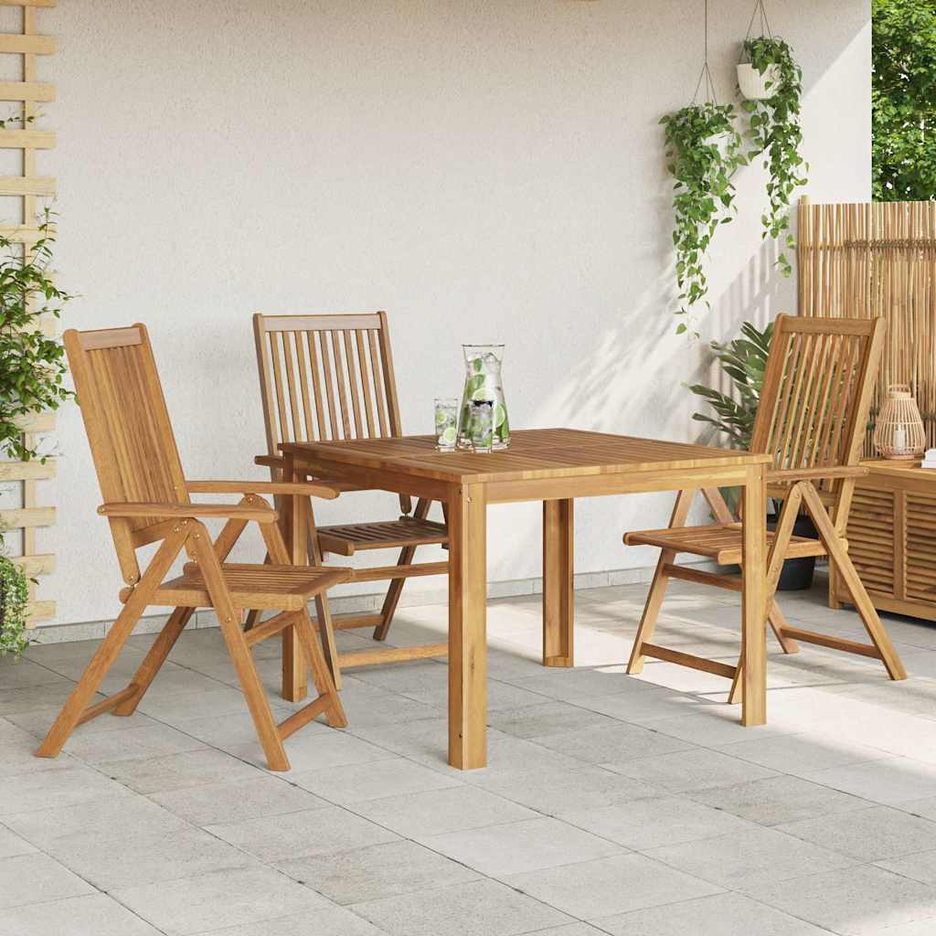 Reclining Garden Chairs Natural Solid Acacia Wood 3 pcs Natural