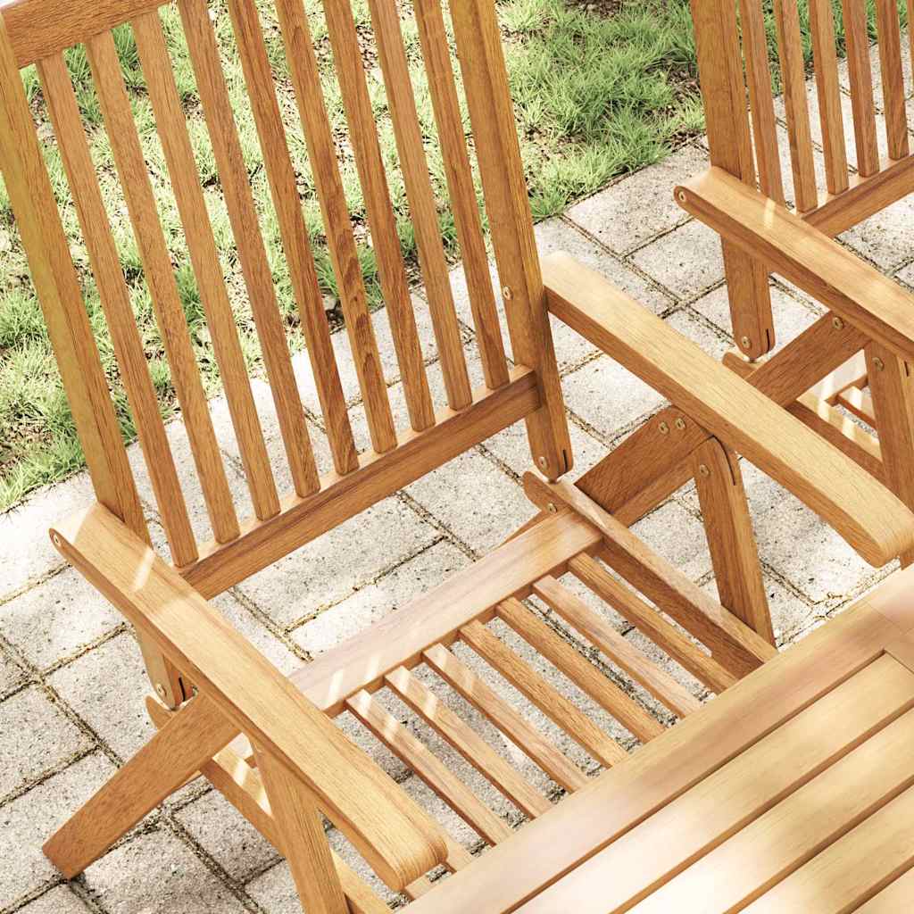 Reclining Garden Chairs Natural Solid Acacia Wood 3 pcs Natural