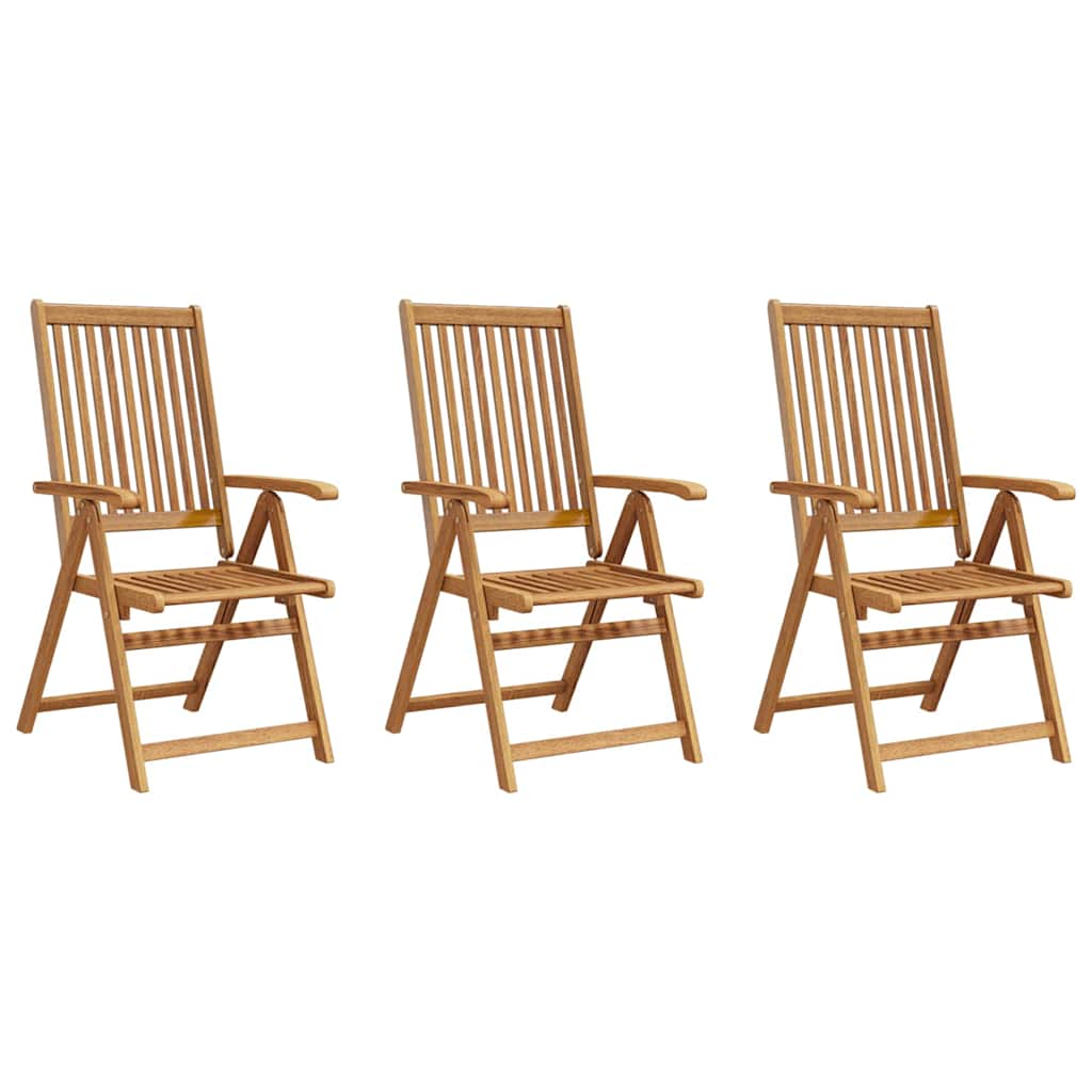 Reclining Garden Chairs Natural Solid Acacia Wood 3 pcs Natural