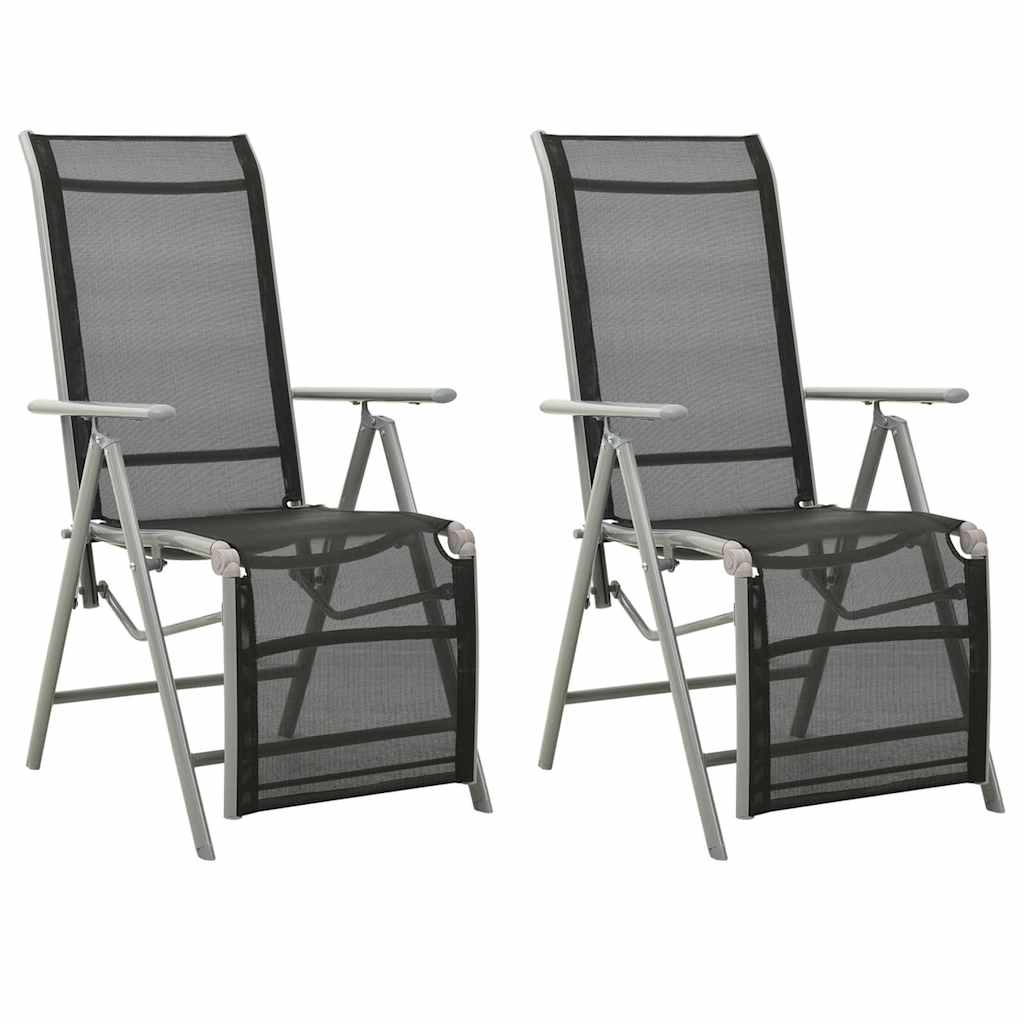 312197 vidaXL Reclining Garden Chairs 2 pcs Textilene and Aluminium Silver 1