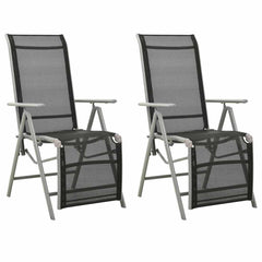 312197 vidaXL Reclining Garden Chairs 2 pcs Textilene and Aluminium Silver 1