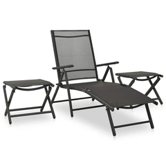 vidaXL 3 Piece Garden Lounge Set Textilene and Aluminium Black 1