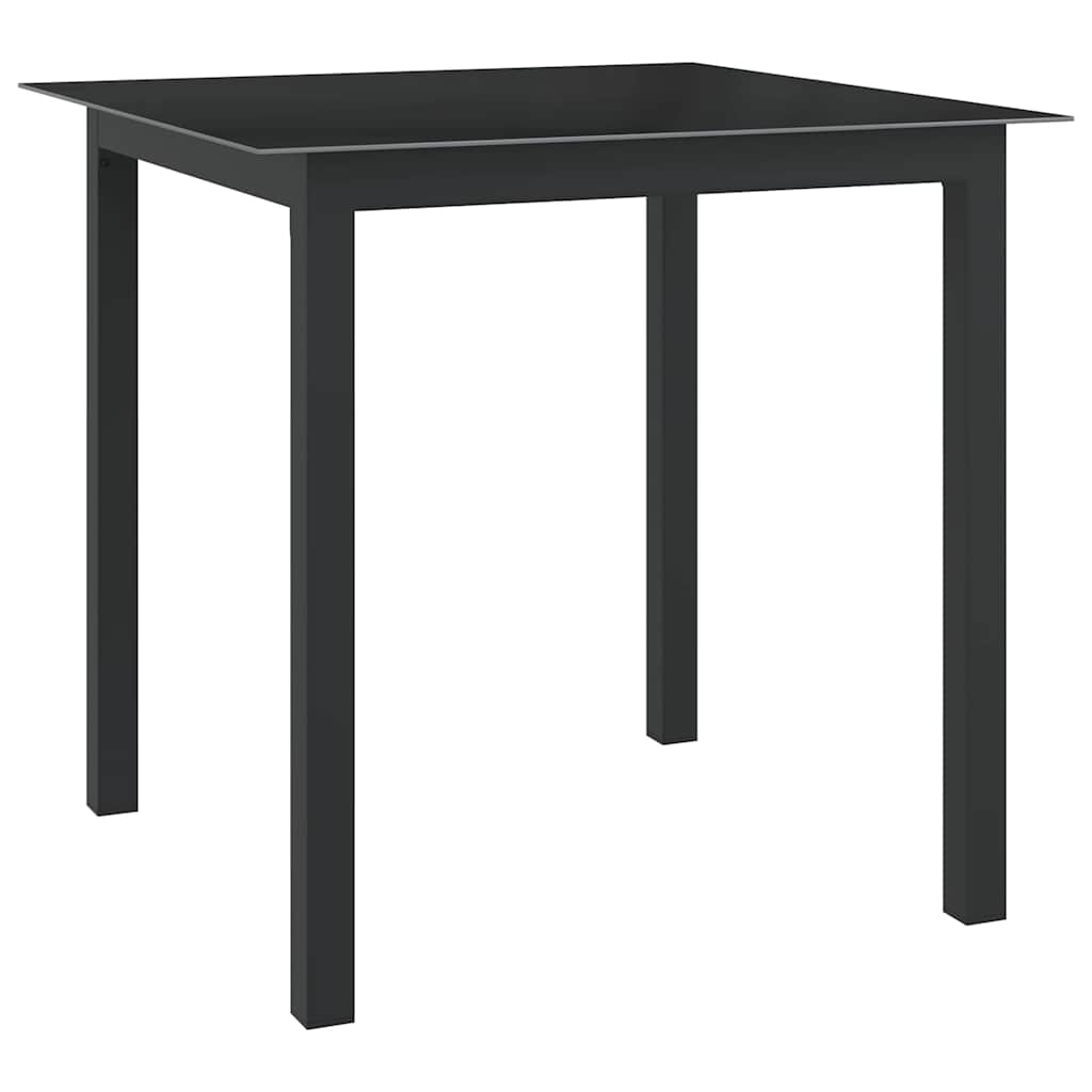 Garden Table Aluminium and Glass Black 80 cm 80 cm